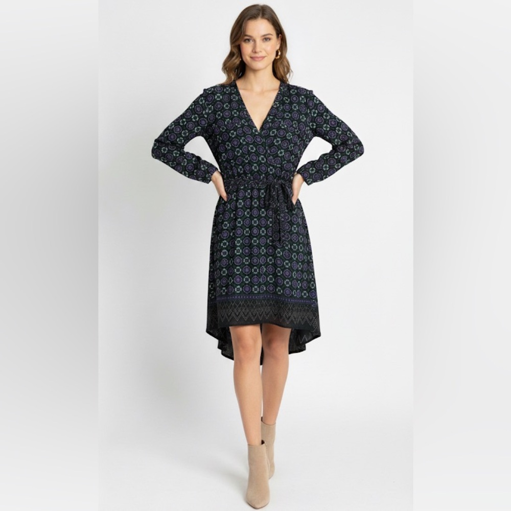 Alya Black and Green High Low Dress